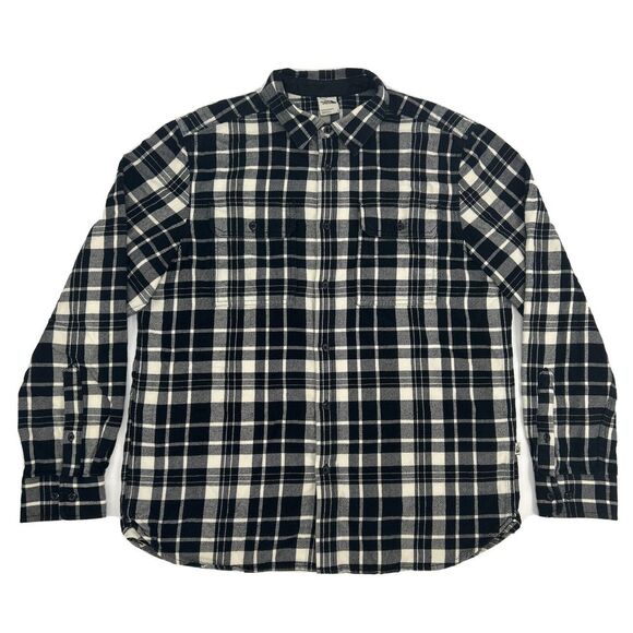The North Face Shirt Men's L Black White Plaid Flannel Button Up Pockets Hiking‎ - Picture 1 of 9
